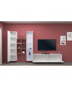 Web Furniture Parete Attrezzata Soggiorno Bianco Lucido 320x30x180 cm