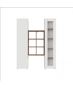 Web Furniture Parete Attrezzata Soggiorno Bianca Lucida 140x30x180 cm