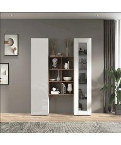 Web Furniture Parete Attrezzata Soggiorno Bianca Lucida 140x30x180 cm