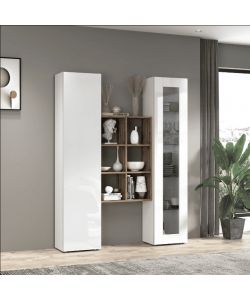 Web Furniture Parete Attrezzata Soggiorno Bianca Lucida 140x30x180 cm