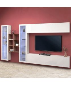 Web Furniture Parete Attrezzata Soggiorno Bianco Lucido 320x30x180 cm