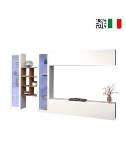 Web Furniture Parete Attrezzata Soggiorno Bianco Lucido 320x30x180 cm