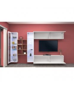 Web Furniture Parete Attrezzata Soggiorno Bianco Lucido 320x30x180 cm