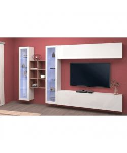 Web Furniture Parete Attrezzata Soggiorno Bianco Lucido 320x30x180 cm