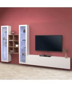 Web Furniture Parete Attrezzata Moderna Soggiorno Bianco Lucido 320x30x180