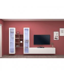 Web Furniture Parete Attrezzata Moderna Soggiorno Bianco Lucido 320x30x180
