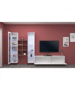 Web Furniture Parete Attrezzata Moderna Soggiorno Bianco Lucido 320x30x180