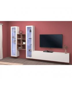 Web Furniture Parete Attrezzata Moderna Soggiorno Bianco Lucido 320x30x180
