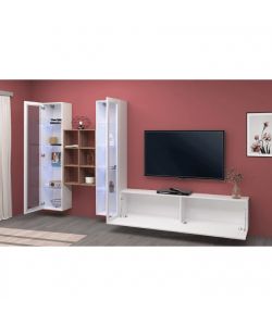 Web Furniture Parete Attrezzata Moderna Soggiorno Bianco Lucido 320x30x180