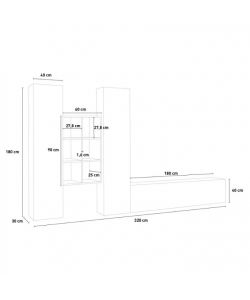 Web Furniture Parete Attrezzata Moderna Soggiorno Bianco Lucido 320x30x180