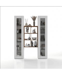 Web Furniture Parete Attrezzata Soggiorno Bianco Lucido 140x30x180 cm