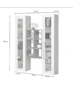 Web Furniture Parete Attrezzata Soggiorno Bianco Lucido 140x30x180 cm