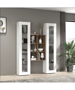 Web Furniture Parete Attrezzata Soggiorno Bianco Lucido 140x30x180 cm
