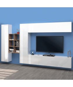 Web Furniture Parete Attrezzata Moderna Soggiorno Bianco Lucido 320x30x180