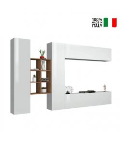 Web Furniture Parete Attrezzata Moderna Soggiorno Bianco Lucido 320x30x180