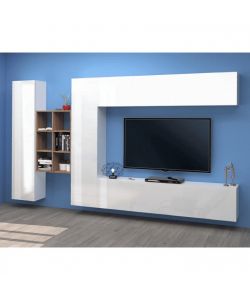 Web Furniture Parete Attrezzata Moderna Soggiorno Bianco Lucido 320x30x180