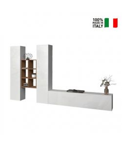 Parete Attrezzata Soggiorno Bianca Lucida 320x30x180 cm