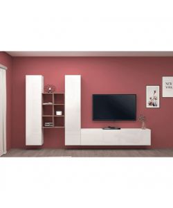 Parete Attrezzata Soggiorno Bianca Lucida 320x30x180 cm