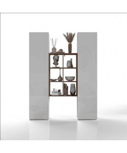 Set Soggiorno Maruska Bianco Lucido e Rovere 140x30x180 cm Moderno