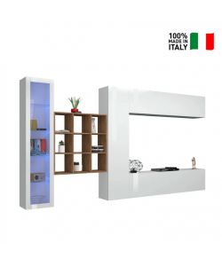 Web Furniture Parete Attrezzata Soggiorno Bianco Lucido 350x30x180 cm