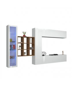 Web Furniture Parete Attrezzata Soggiorno Bianco Lucido 350x30x180 cm