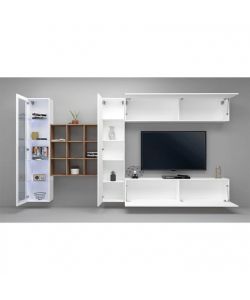 Web Furniture Parete Attrezzata Soggiorno Bianco Lucido 350x30x180 cm