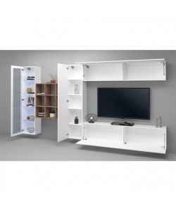 Web Furniture Parete Attrezzata Soggiorno Bianco Lucido 350x30x180 cm