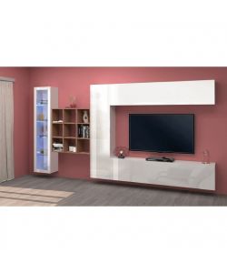 Web Furniture Parete Attrezzata Soggiorno Bianco Lucido 350x30x180 cm