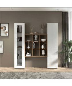 Parete Attrezzata Maruska Soggiorno Bianco Lucido 170x30x180 cm