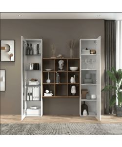 Parete Attrezzata Maruska Soggiorno Bianco Lucido 170x30x180 cm