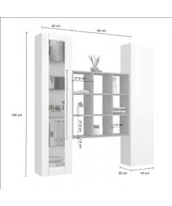 Parete Attrezzata Maruska Soggiorno Bianco Lucido 170x30x180 cm