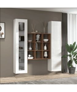 Parete Attrezzata Maruska Soggiorno Bianco Lucido 170x30x180 cm