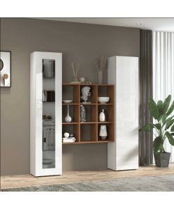 Parete Attrezzata Maruska Soggiorno Bianco Lucido 170x30x180 cm