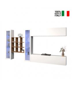 Web Furniture Parete Attrezzata Moderna Soggiorno Bianco Laccato 350x30x180
