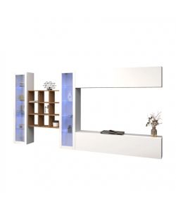 Web Furniture Parete Attrezzata Moderna Soggiorno Bianco Laccato 350x30x180