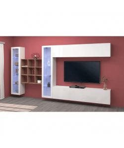 Web Furniture Parete Attrezzata Moderna Soggiorno Bianco Laccato 350x30x180