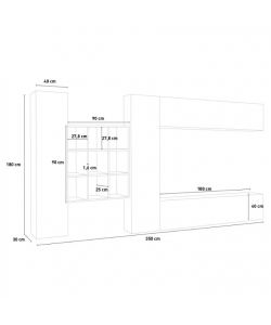 Web Furniture Parete Attrezzata Moderna Soggiorno Bianco Laccato 350x30x180
