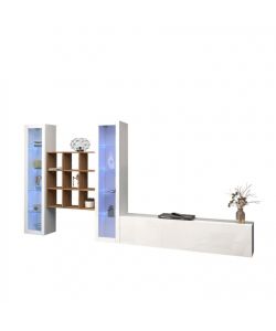Web Furniture Parete Attrezzata Moderna Soggiorno Bianco Laccato 350x30x180