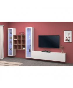 Web Furniture Parete Attrezzata Moderna Soggiorno Bianco Laccato 350x30x180