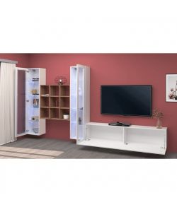 Web Furniture Parete Attrezzata Moderna Soggiorno Bianco Laccato 350x30x180