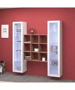 Web Furniture Parete Attrezzata Soggiorno Bianco Lucido 170x30x180 cm