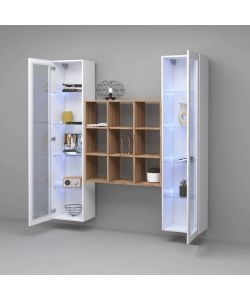 Web Furniture Parete Attrezzata Soggiorno Bianco Lucido 170x30x180 cm