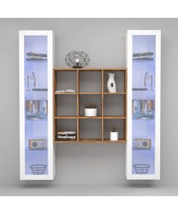 Web Furniture Parete Attrezzata Soggiorno Bianco Lucido 170x30x180 cm