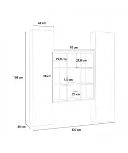 Web Furniture Parete Attrezzata Soggiorno Bianco Lucido 170x30x180 cm