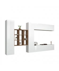 Web Furniture Parete Attrezzata Moderna Soggiorno Bianco Lucido 350x30x180