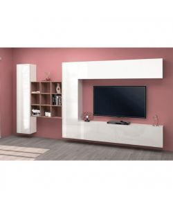 Web Furniture Parete Attrezzata Moderna Soggiorno Bianco Lucido 350x30x180