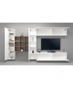 Web Furniture Parete Attrezzata Moderna Soggiorno Bianco Lucido 350x30x180