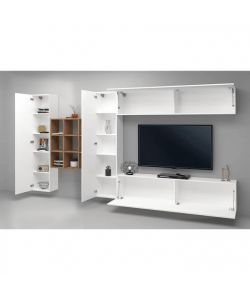 Web Furniture Parete Attrezzata Moderna Soggiorno Bianco Lucido 350x30x180