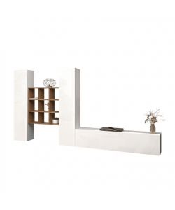 Parete Attrezzata Maruska Soggiorno Bianco Lucido 350x30x180 cm