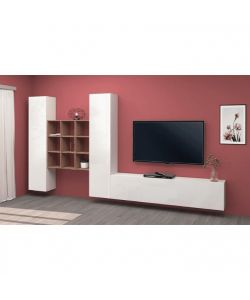 Parete Attrezzata Maruska Soggiorno Bianco Lucido 350x30x180 cm